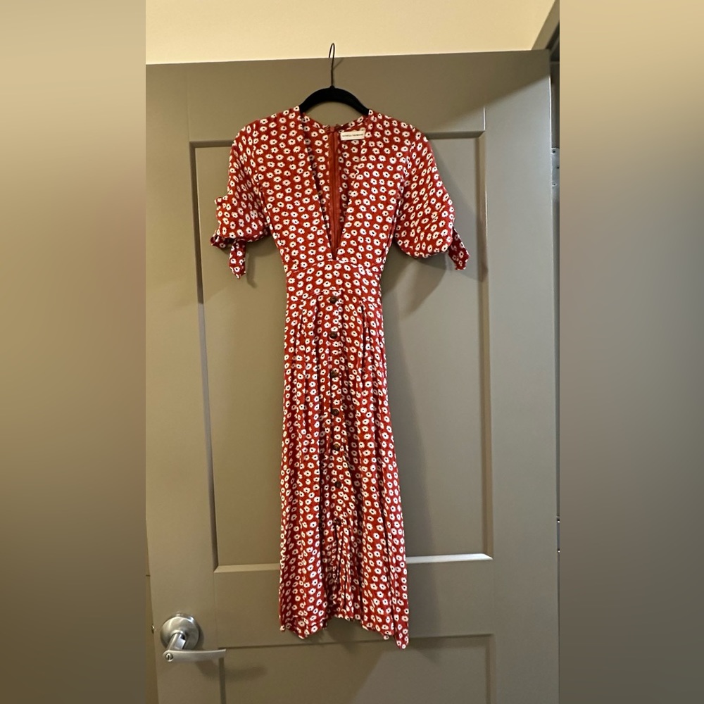 Anthropology Faithfull The Brand Red Floral Midi Dress
